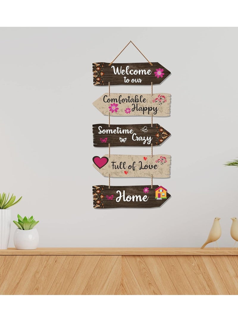 Home quotes decorative wall art wooden wall hanger for living room | Bedroom | Gifts | Wood Hangings For Home Decoration | Set Of 5