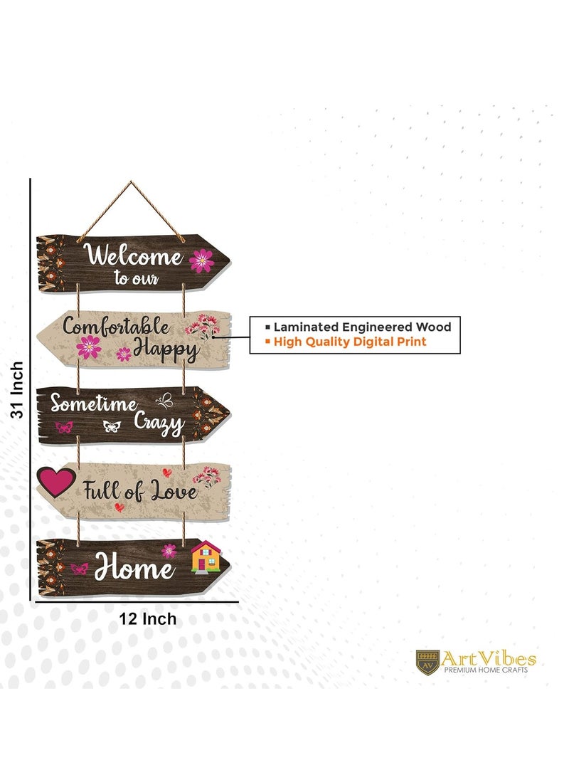 Home quotes decorative wall art wooden wall hanger for living room | Bedroom | Gifts | Wood Hangings For Home Decoration | Set Of 5