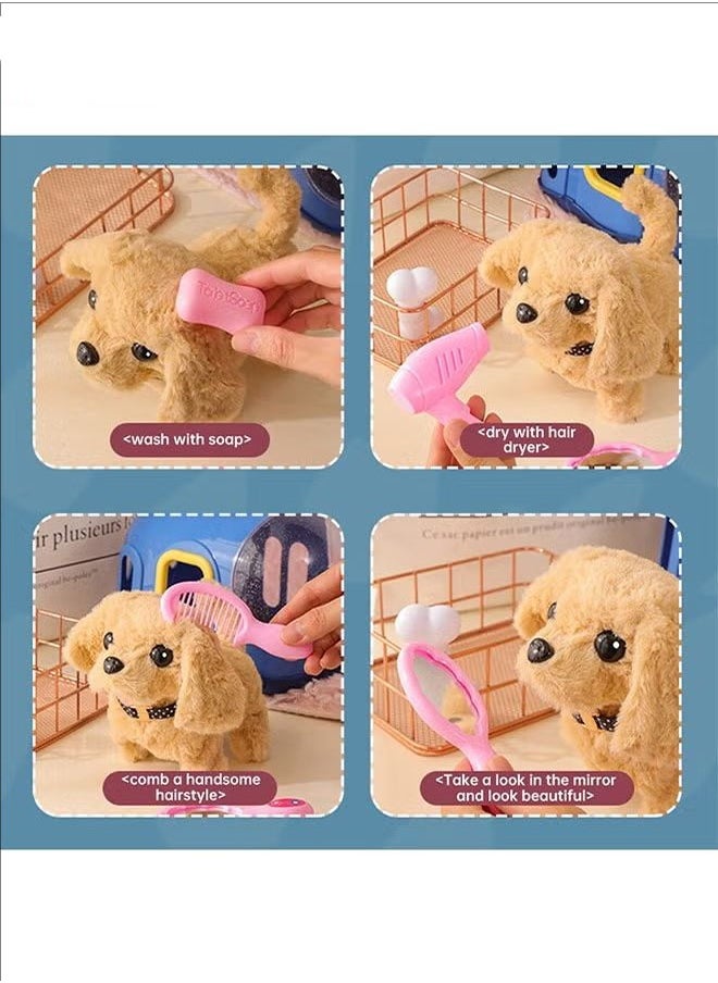 Furry Children's Toys, Cute Pet Dogs, Walking Calls With Dog Cages, Electronic Toys, Interactive Birthday Gifts For Children, Babies, Corgi