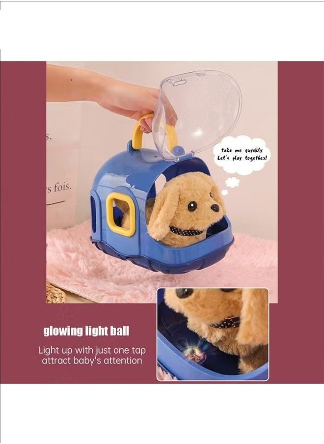 Furry Children's Toys, Cute Pet Dogs, Walking Calls With Dog Cages, Electronic Toys, Interactive Birthday Gifts For Children, Babies, Corgi