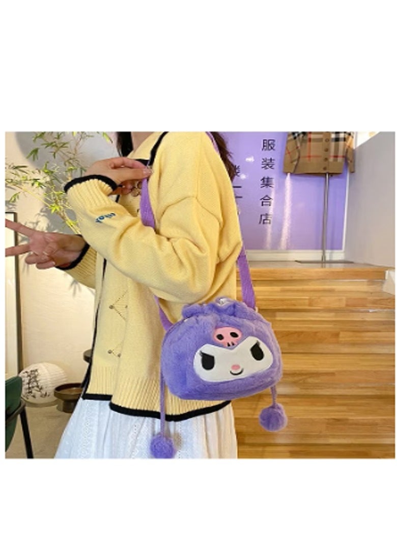 Sanrio Kuromi Shoulder Bag Plush Bag Crossbody Bag Bucket Storage Bag