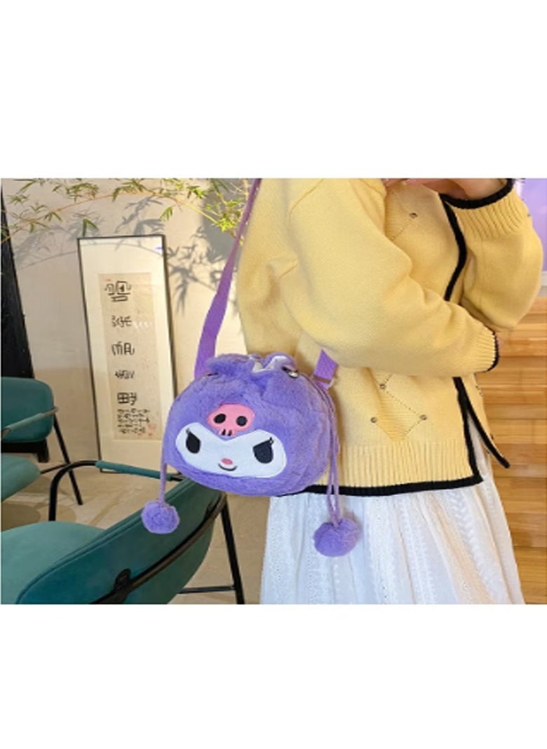 Sanrio Kuromi Shoulder Bag Plush Bag Crossbody Bag Bucket Storage Bag