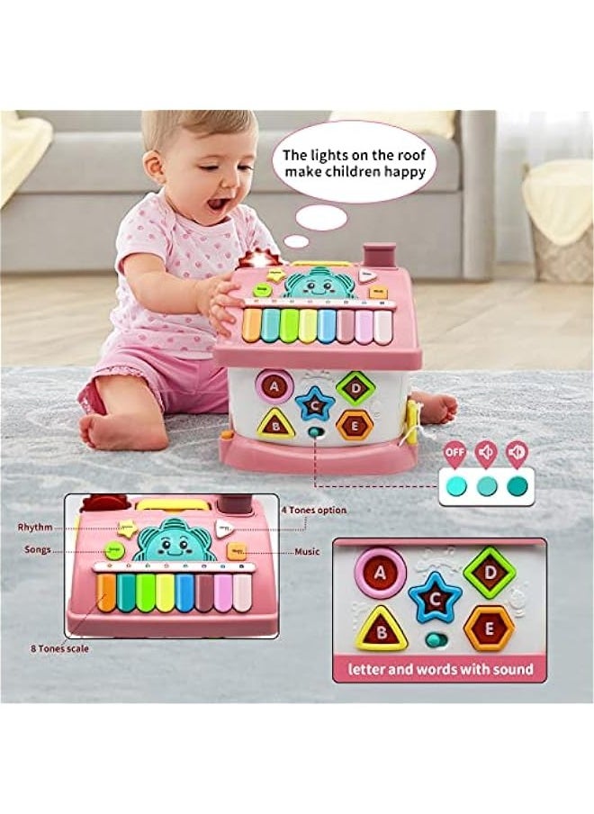 Montessori Toys for 1+ Year Old Girl - Toddler Toys Age 1-2, 8-in-1 Toys with Sound/Lights/Music/Clock/Telephone/Car,Smart Learning Home