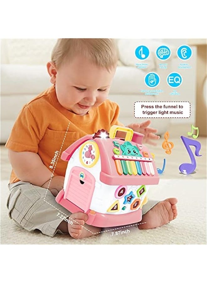 Montessori Toys for 1+ Year Old Girl - Toddler Toys Age 1-2, 8-in-1 Toys with Sound/Lights/Music/Clock/Telephone/Car,Smart Learning Home