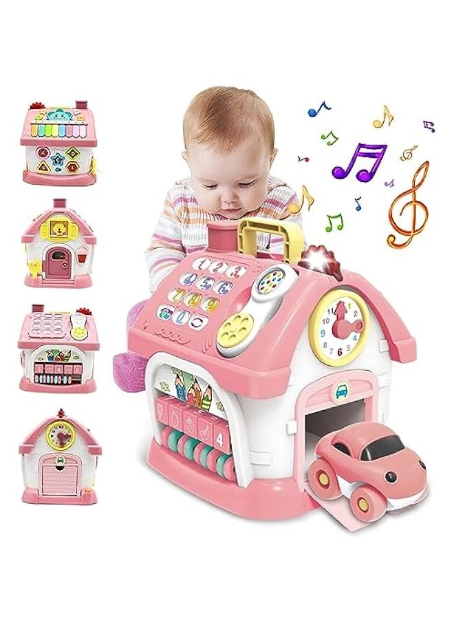 Montessori Toys for 1+ Year Old Girl - Toddler Toys Age 1-2, 8-in-1 Toys with Sound/Lights/Music/Clock/Telephone/Car,Smart Learning Home