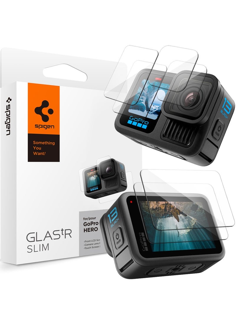 GLAStR Slim for GoPro Hero 13 Black Screen Protector [MULTI PACK] Premium Tempered Glass & FILM [2 Pack Front Screen + 2 Pack Camera Lens + 2 Pack Back Screen Protectors]