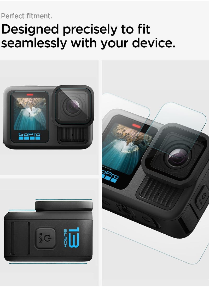 GLAStR Slim for GoPro Hero 13 Black Screen Protector [MULTI PACK] Premium Tempered Glass & FILM [2 Pack Front Screen + 2 Pack Camera Lens + 2 Pack Back Screen Protectors]