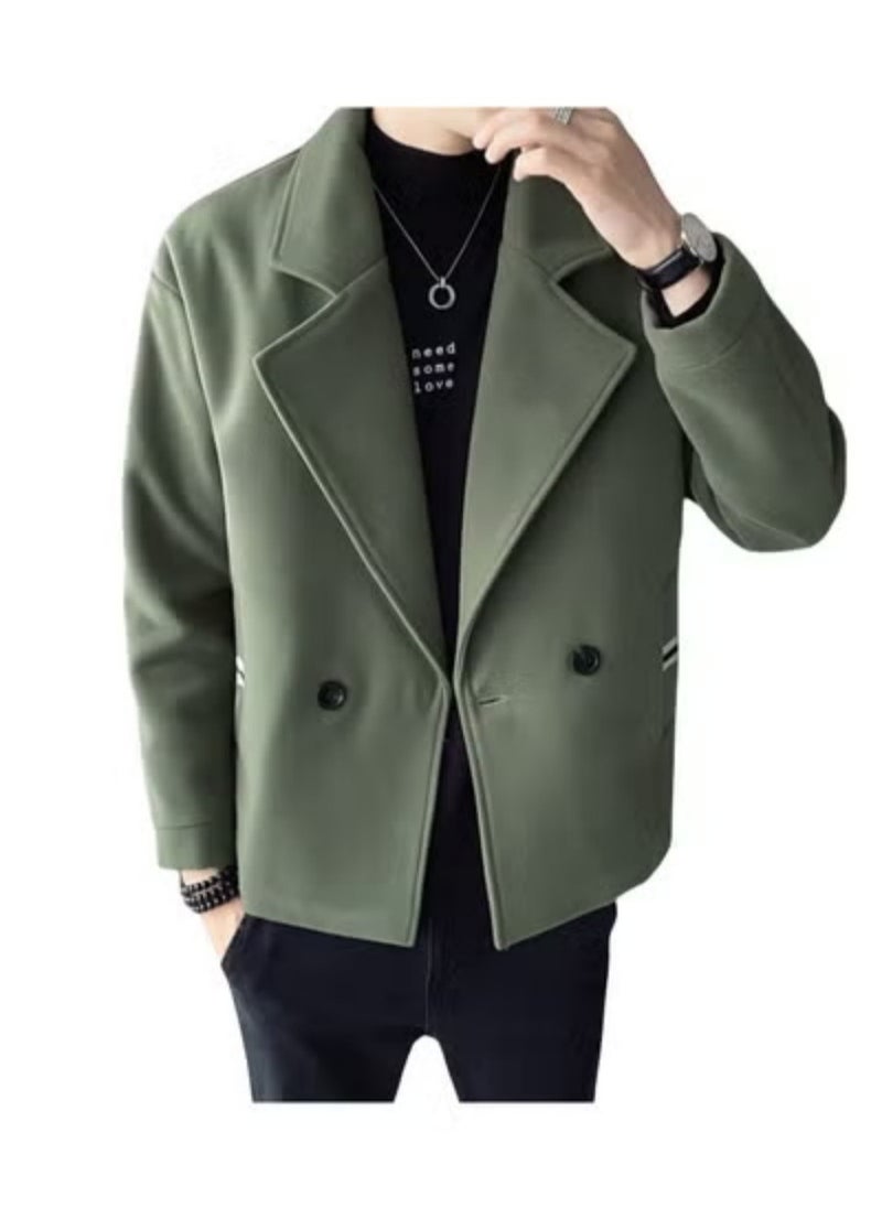 New Lapel Slim-fit Spliced Woolen Suit Jacket