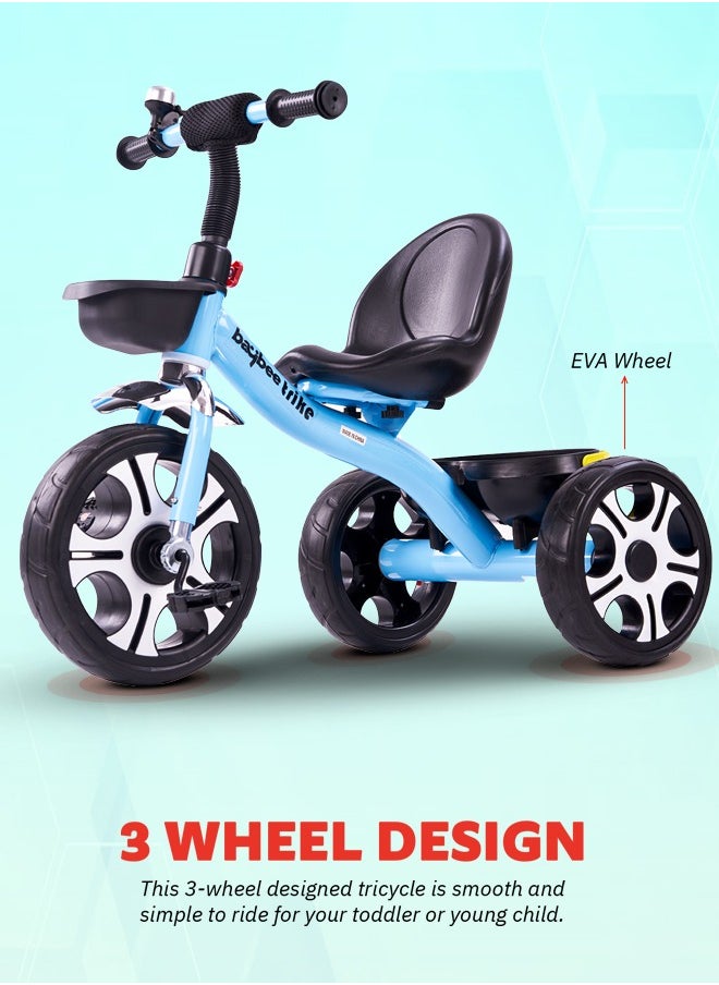 Baybee Coaster Tricycle for Kids Baby Smart Plug and Play Kids Tricycle Cycle with Front u0026 Rear Storage Baskets 3 Wheels Tricycle Bicycle Baby Tricycle Cycle for Kids 2 to 5 Years Boy Girl Blue