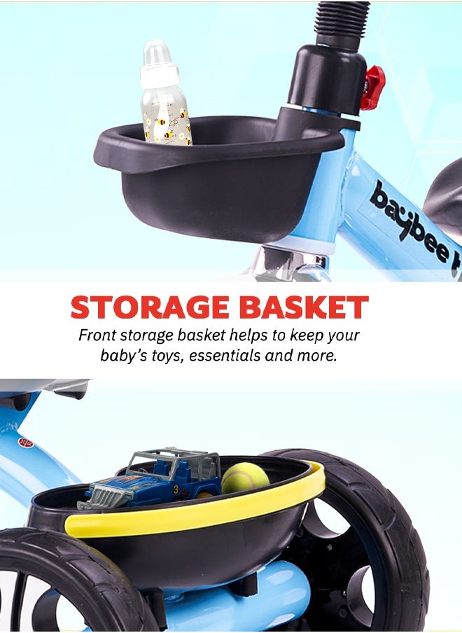 Baybee Coaster Tricycle for Kids Baby Smart Plug and Play Kids Tricycle Cycle with Front u0026 Rear Storage Baskets 3 Wheels Tricycle Bicycle Baby Tricycle Cycle for Kids 2 to 5 Years Boy Girl Blue