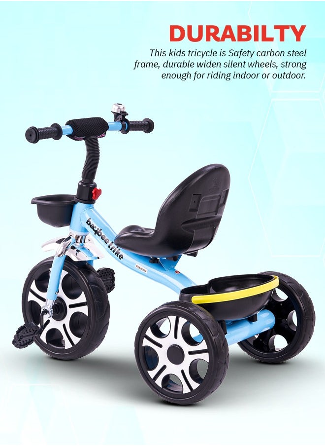 Baybee Coaster Tricycle for Kids Baby Smart Plug and Play Kids Tricycle Cycle with Front u0026 Rear Storage Baskets 3 Wheels Tricycle Bicycle Baby Tricycle Cycle for Kids 2 to 5 Years Boy Girl Blue