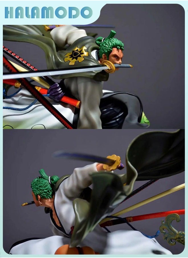 One Piece Stunning Debut! Wano Country Large Roof Zoro 36CM Cool Anime Figure, Domineering Desktop Decoration