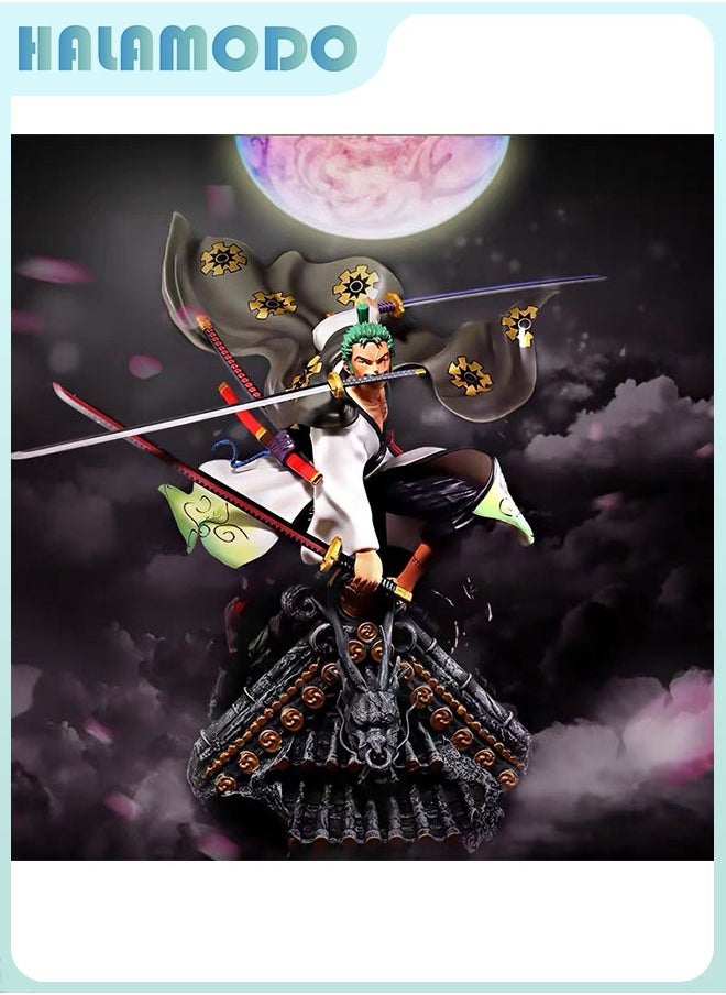 One Piece Stunning Debut! Wano Country Large Roof Zoro 36CM Cool Anime Figure, Domineering Desktop Decoration
