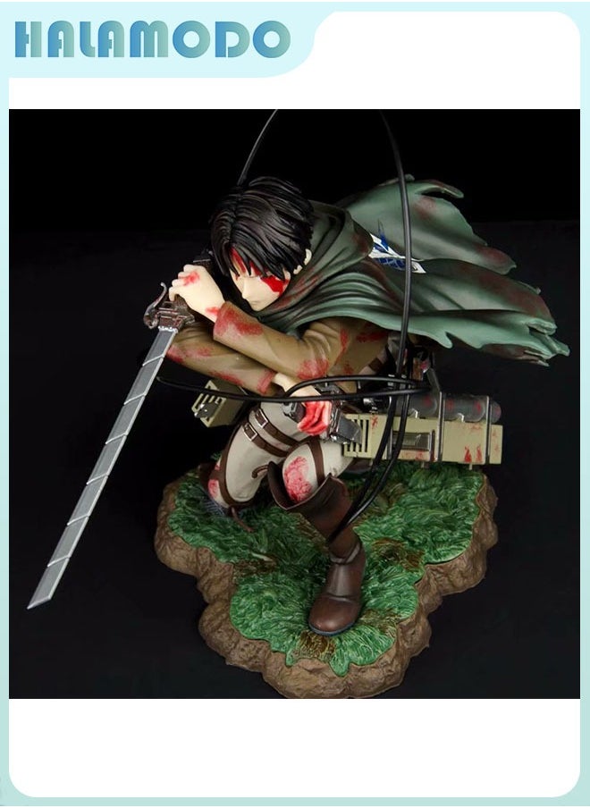 Attack on Titan Battle-damaged Levi Ackerman Figure Model, Anime Figures, Decoration Gift 18 cm