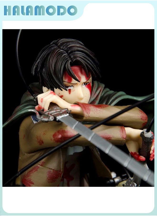 Attack on Titan Battle-damaged Levi Ackerman Figure Model, Anime Figures, Decoration Gift 18 cm