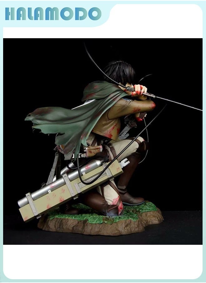 Attack on Titan Battle-damaged Levi Ackerman Figure Model, Anime Figures, Decoration Gift 18 cm