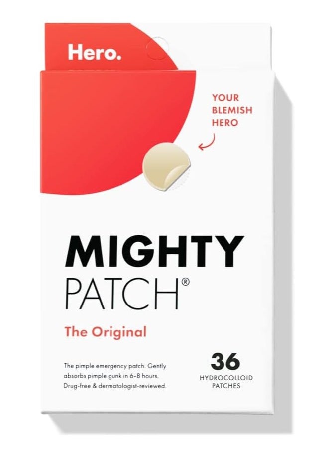 Original patch from Hero Cosmetics - Hydrocolloid Acne Pimple Patch for Covering Zits and Blemishes in Face and Skin, Vegan-friendly and Not Tested on Animals (36 Count)