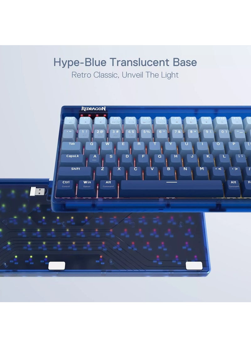 Wireless Gaming Keyboard K656 PRO RGB with 3-Mode , 100 Keys Mechanical Keyboard w/Translucent Board, Hot-Swappable Socket, Sound Absorbing Foam & Custom Tactile Switch, Gradient Blue Made