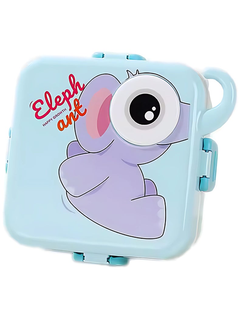 Twisoo Kids Lunch Box Stainless Steel Insulated – Double Decker Leakproof Bento Box with Spoon, Soup Bowl, Dishwasher Safe, Durable, Perfect for School or Travel 1120ml (Elep New Blue)