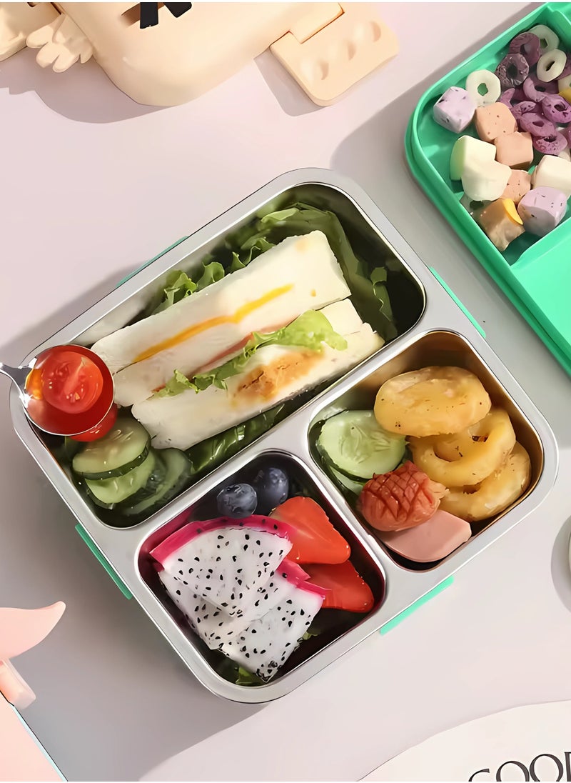 Twisoo Kids Lunch Box Stainless Steel Insulated – Double Decker Leakproof Bento Box with Spoon, Soup Bowl, Dishwasher Safe, Durable, Perfect for School or Travel 1120ml (Elep New Blue)