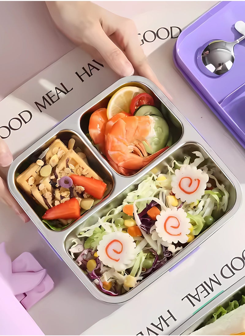 Twisoo Kids Lunch Box Stainless Steel Insulated – Double Decker Leakproof Bento Box with Spoon, Soup Bowl, Dishwasher Safe, Durable, Perfect for School or Travel 1120ml (Elep New Cream)