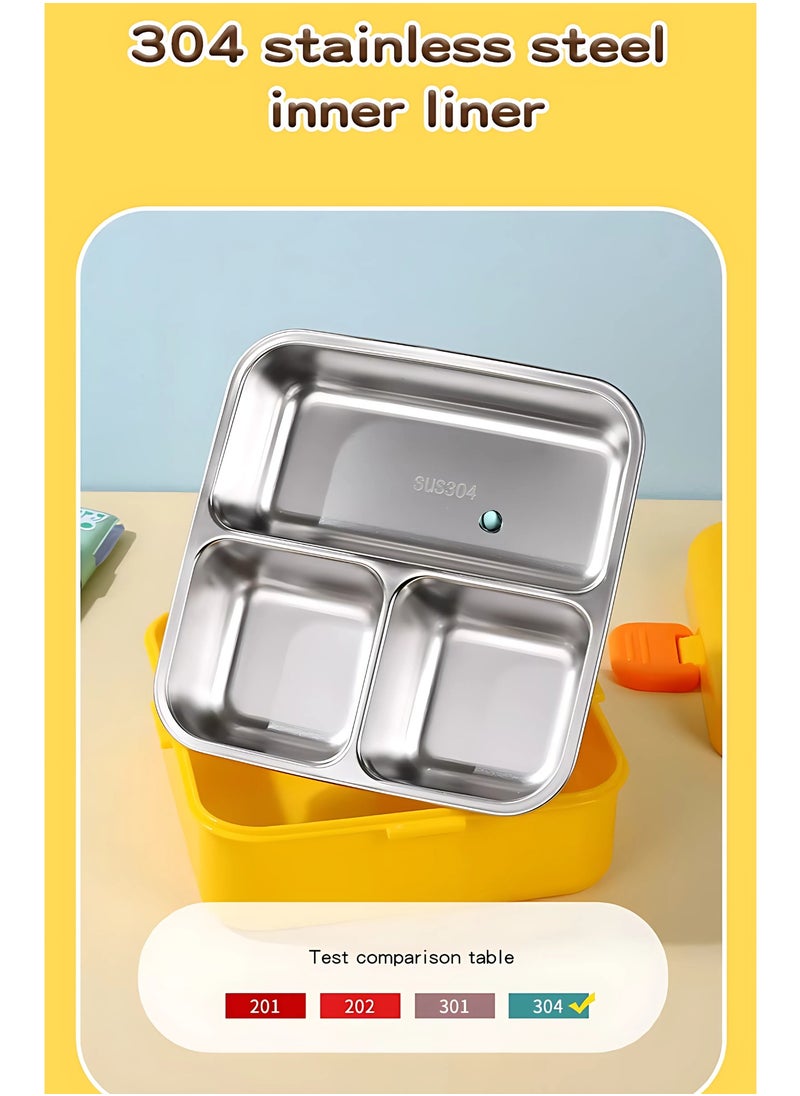 Twisoo Kids Lunch Box Stainless Steel Insulated – Double Decker Leakproof Bento Box with Spoon, Soup Bowl, Dishwasher Safe, Durable, Perfect for School or Travel 1120ml (Elep New Cream)