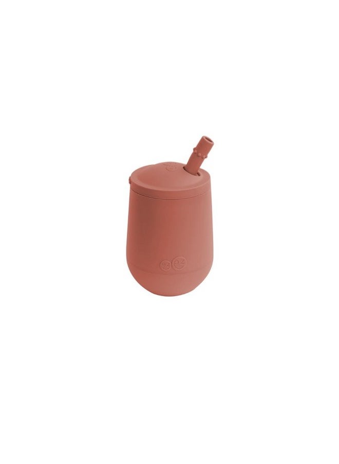 ezpz Mini Cup + Straw Training System- 100% Silicone Training Cup for Infants + Toddlers/Baby - Designed by a Pediatric Feeding Specialist - Non-Slip, Weighted Base & Tactile Bumps - 9 Months+(Sienna)