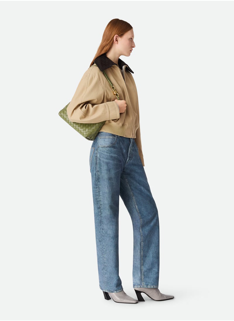 VENETA Andiamo Top handle bag leather bag with signature knot detail and sliding cross-body strap.