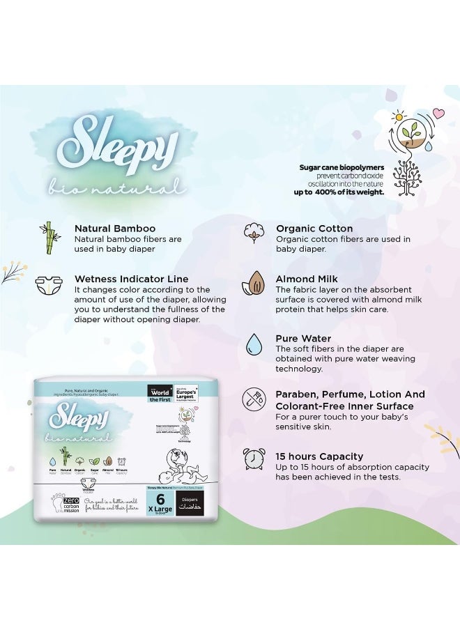 Pack Of 160 Baby Bio Natural Premium Size 6 Baby Dry Taped Diapers, 15-25 Kg, Hypoallergenic, Water Based, Almond Milk, Vegan, 100% Leakproof, 5 X 32 Pieces