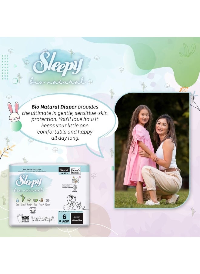 Pack Of 160 Baby Bio Natural Premium Size 6 Baby Dry Taped Diapers, 15-25 Kg, Hypoallergenic, Water Based, Almond Milk, Vegan, 100% Leakproof, 5 X 32 Pieces