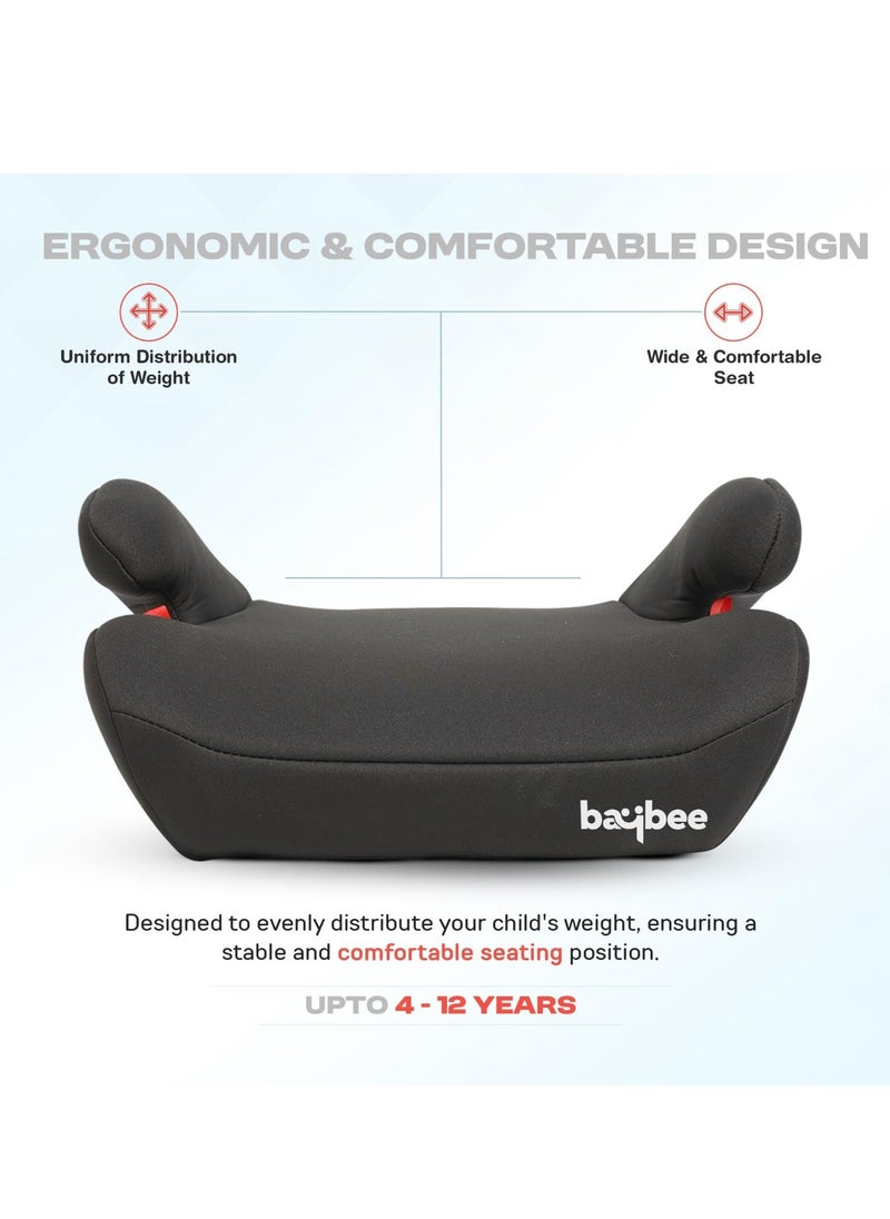Baybee Kids Booster Car Seat for Baby Portable Lightweight Travel Car Seat with Removable Cover, Comfort, Compact and Easy to Use | Suitable for Toddler 4-12 Years Boys Girls (Black)