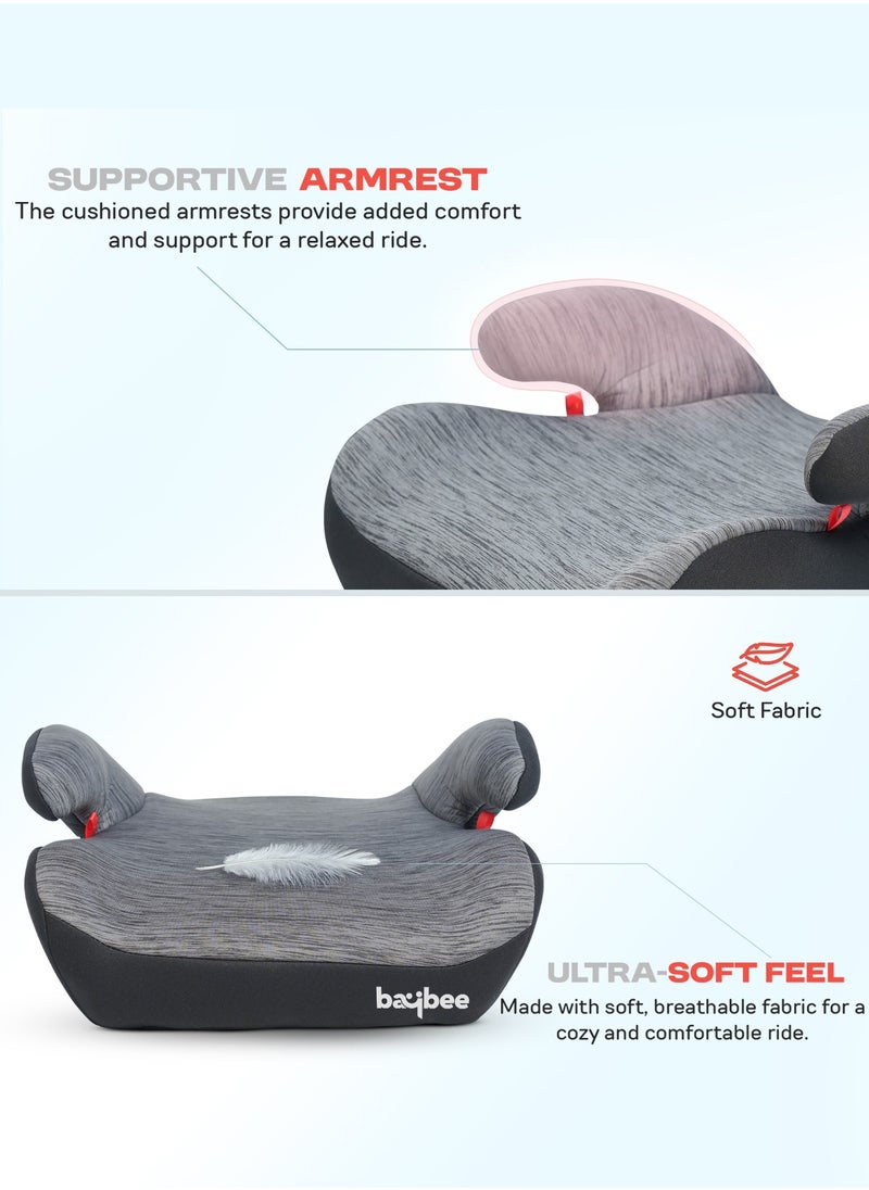 Baybee Kids Booster Car Seat for Baby Portable Lightweight Travel Car Seat with Removable Cover, Comfort, Compact and Easy to Use | Suitable for Toddler 4-12 Years Boys Girls (Grey)