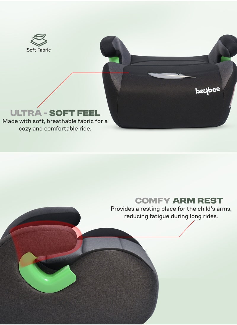 Baybee Baby Booster Car Seat without Isofix Portable Lightweight Travel Car Booster Seat with Comfort, Compact and Easy to Use | Suitable for Toddler 4-12 Years Boys Girls-Black