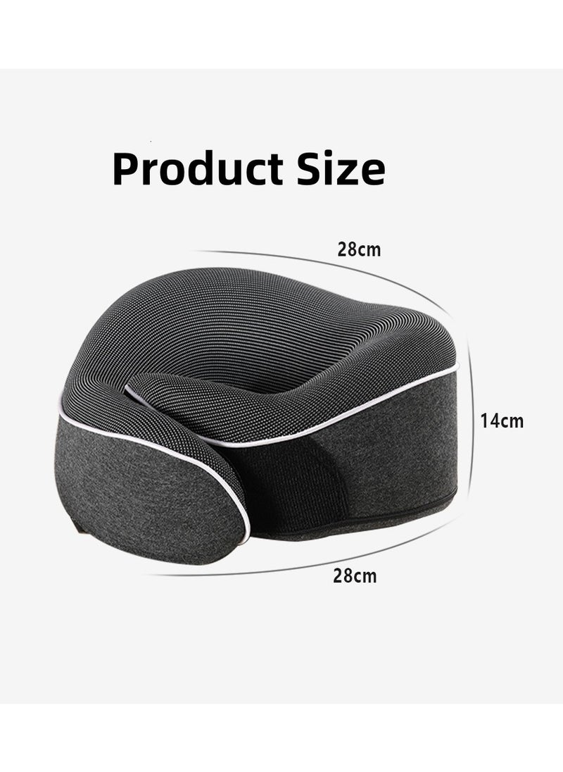 Travel Neck Pillow and 3 Pairs of Sleep Earplugs, Memory Foam U Shaped Neck Support 100% Pure Memory Foam Pillow Ergonomic Design Soft Best Full Neck Surround Pillow Sleep for Airplane Car Office and Home Resting (black)