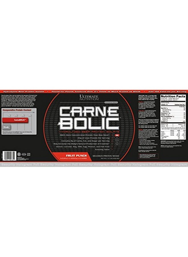 Carne Bolic Beef Protein Powder, Lactose Free Protein Shakes, Paleo And Keto Friendly With No Sugar Or Carb, Low Calorie Isolate Powder, Hydrolized Protein, 60 Servings, Fruit Punch