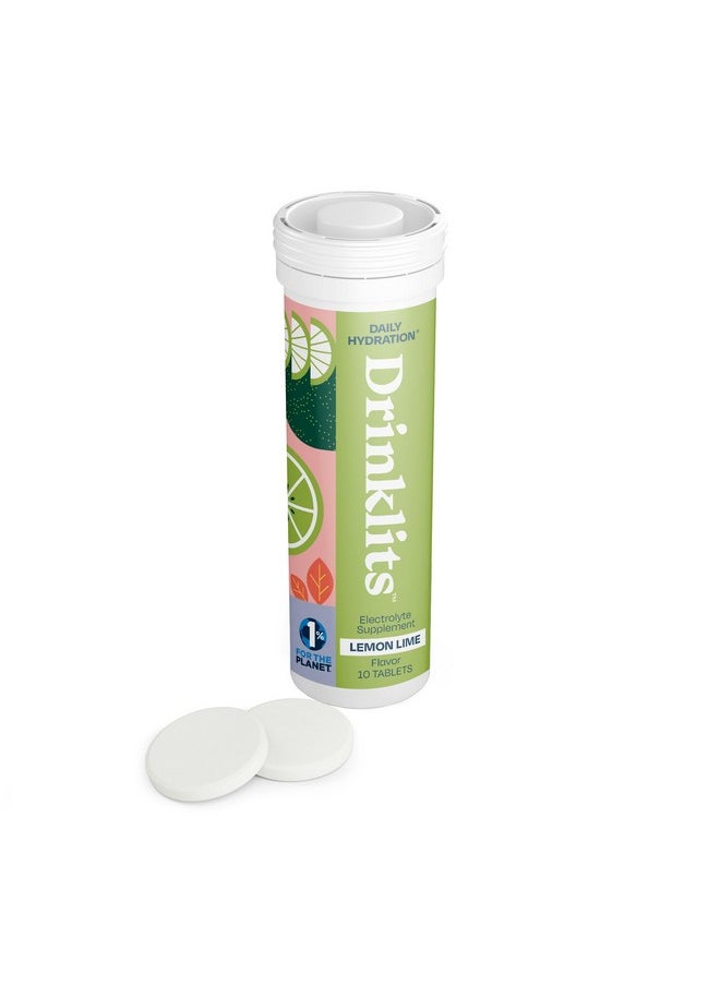 Drinklits Lemon Lime Electrolyte Tablets For Hydration | Great Taste - Natural Flavor - 0G Sugar | Single Tube (10 Tablets/Servings)