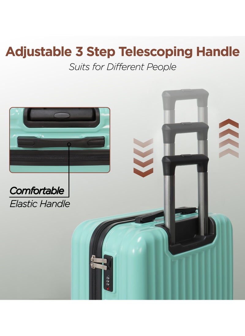 Aklsvion Luggage Sets 3 Piece With Spinner Wheels Lightweight Durable Carry On Cabin Travel Suitcase With Digital Lock Hard Shell ABS+PC 20/24/28in Mint Green