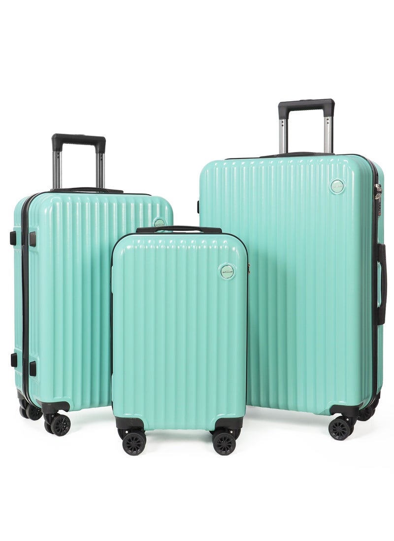 Aklsvion Luggage Sets 3 Piece With Spinner Wheels Lightweight Durable Carry On Cabin Travel Suitcase With Digital Lock Hard Shell ABS+PC 20/24/28in Mint Green