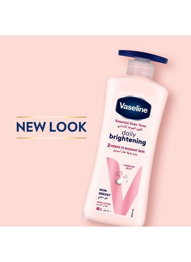 Vaseline Essential Body Lotion, Even Tone Daily Brightening, 2 weeks to radiant, glowing skin, 3 x 400ml