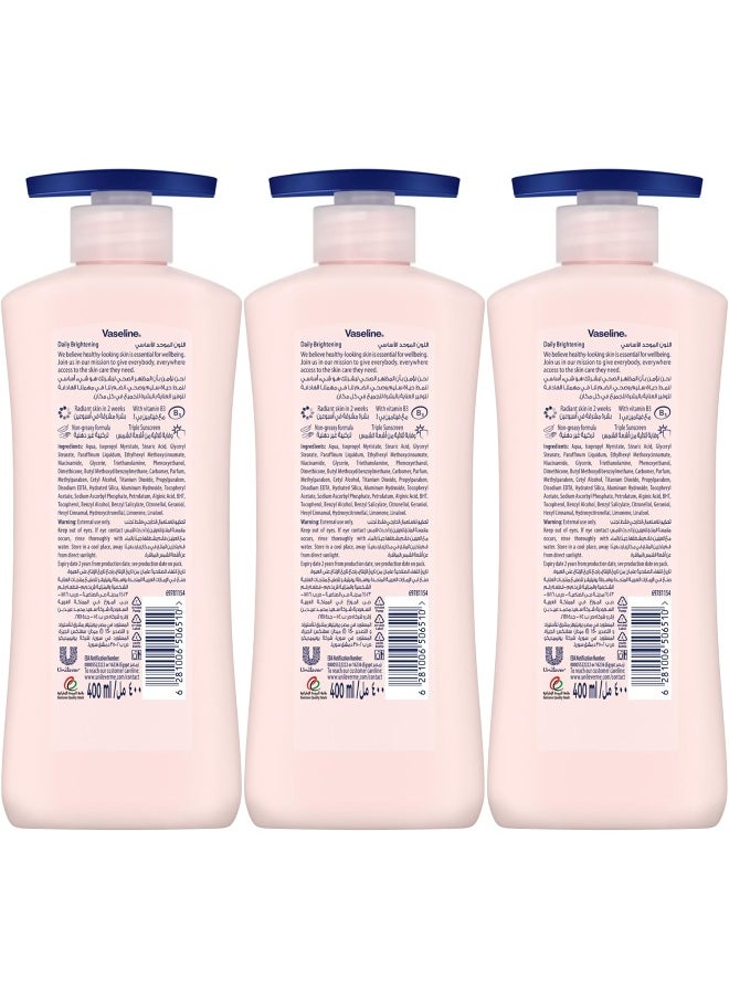 Vaseline Essential Body Lotion, Even Tone Daily Brightening, 2 weeks to radiant, glowing skin, 3 x 400ml