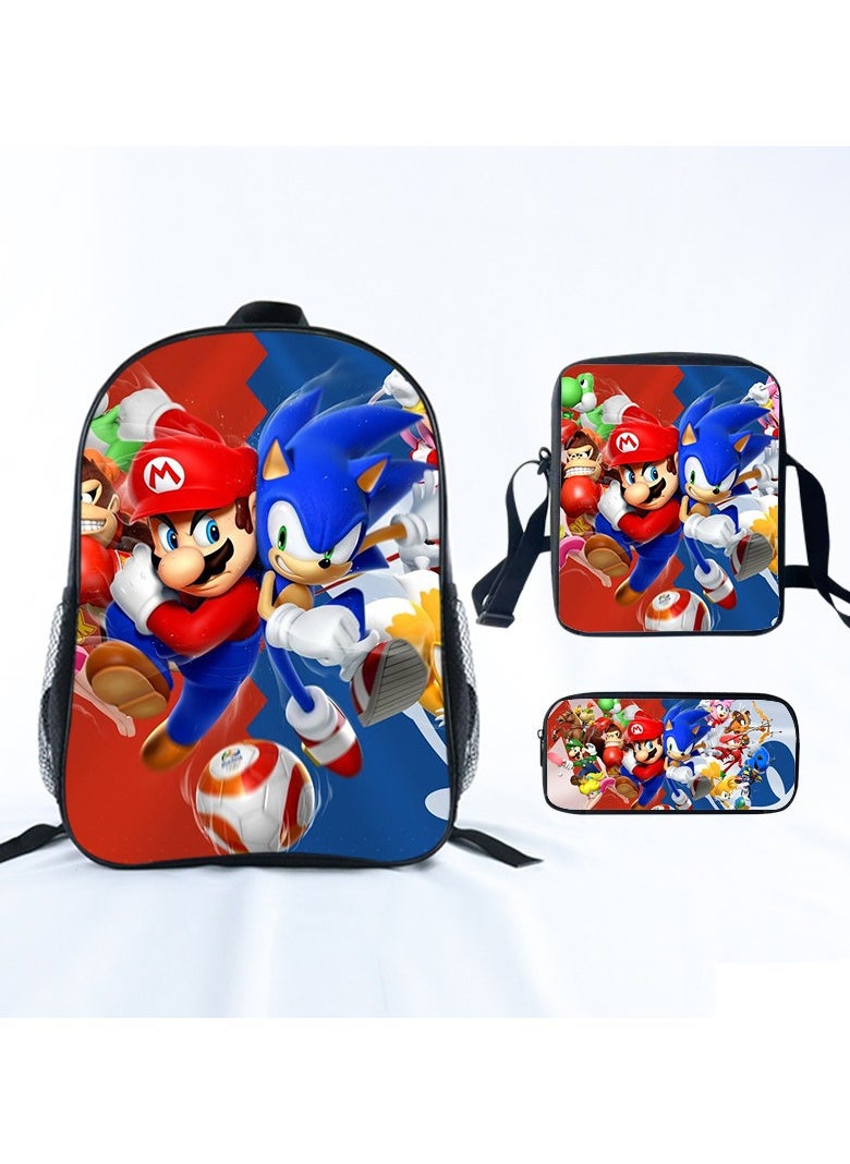 3 pcs Super Mario School Backpack Multicolour