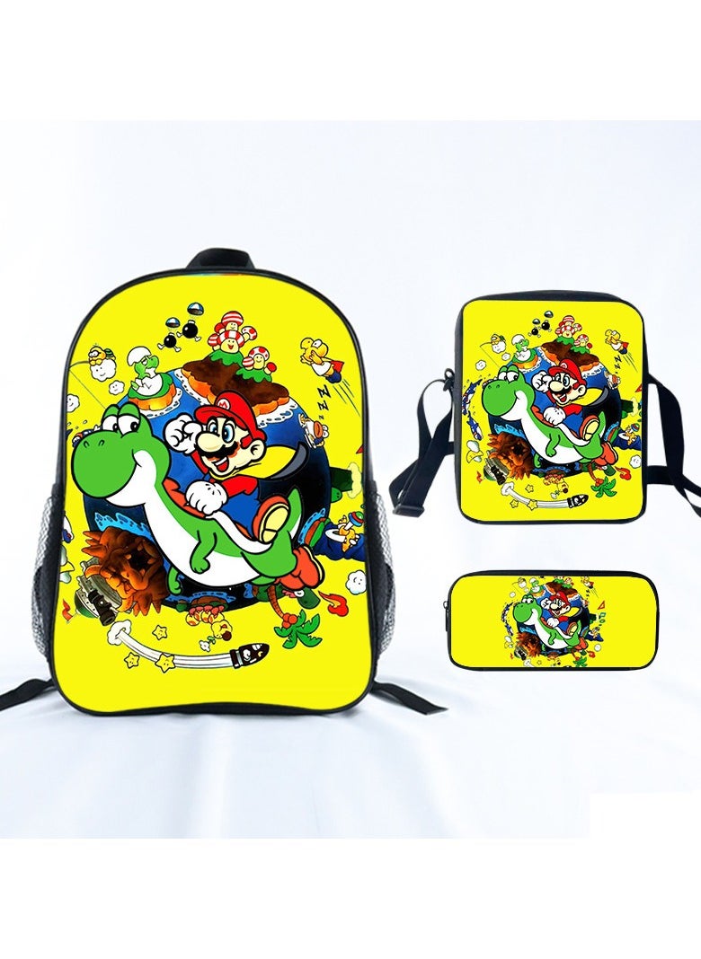 3 pcs Super Mario School Backpack Multicolour