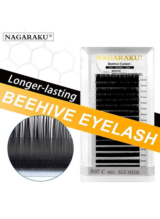 Laser Beehive Eyelash Extensions Supplies 0.12 D Curl Longer Lasting Individual Matte Black Clusters Single Length 16 Rows Beauty Salon (Bel-0.12Mm/9Mm, Curl-D)
