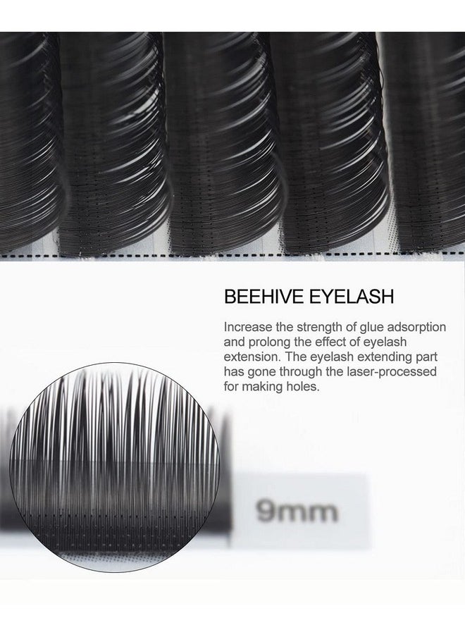 Laser Beehive Eyelash Extensions Supplies 0.12 D Curl Longer Lasting Individual Matte Black Clusters Single Length 16 Rows Beauty Salon (Bel-0.12Mm/9Mm, Curl-D)