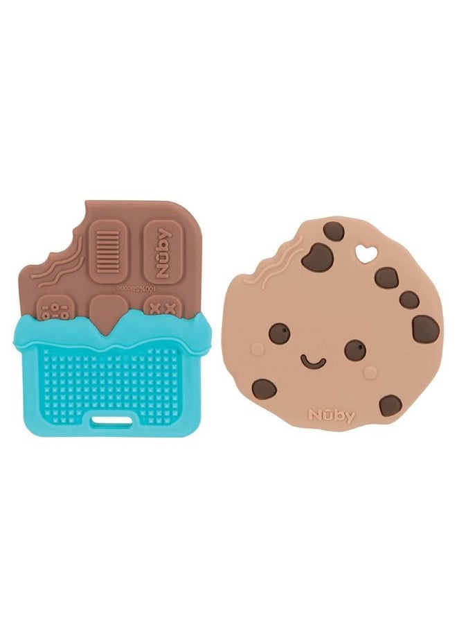 Nuby All Silicone Chocolate Chip Cookie and Chocolate Bar Teether - 3+ Months (Cookie/Chocolate)