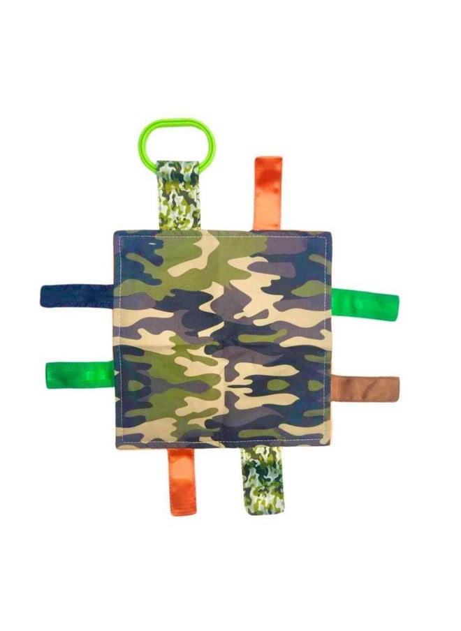 Baby Jack & Co 8x8 Hunting Camo Lovey Tag Toys - Baby Crinkle Toys - Crinkle Toys for Baby - Soft & Safe - Learn Shapes & Colors - Ideal Baby Toy - BPA Free w/Stroller Clip