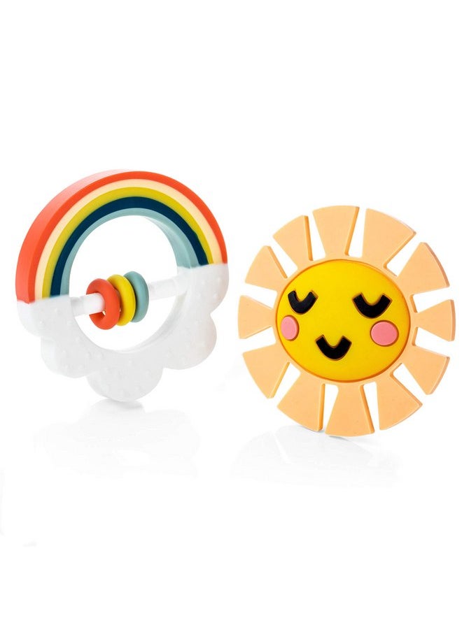 Lucy Darling Baby Teething Toys, Sunshine Teether, 0+ Months Baby Essentials for Girl or Boy, BPA-Free Teething Relief & Chew Toy, Easy to Hold, Chew & Clean Teethers, Perfect Baby Shower Gifts