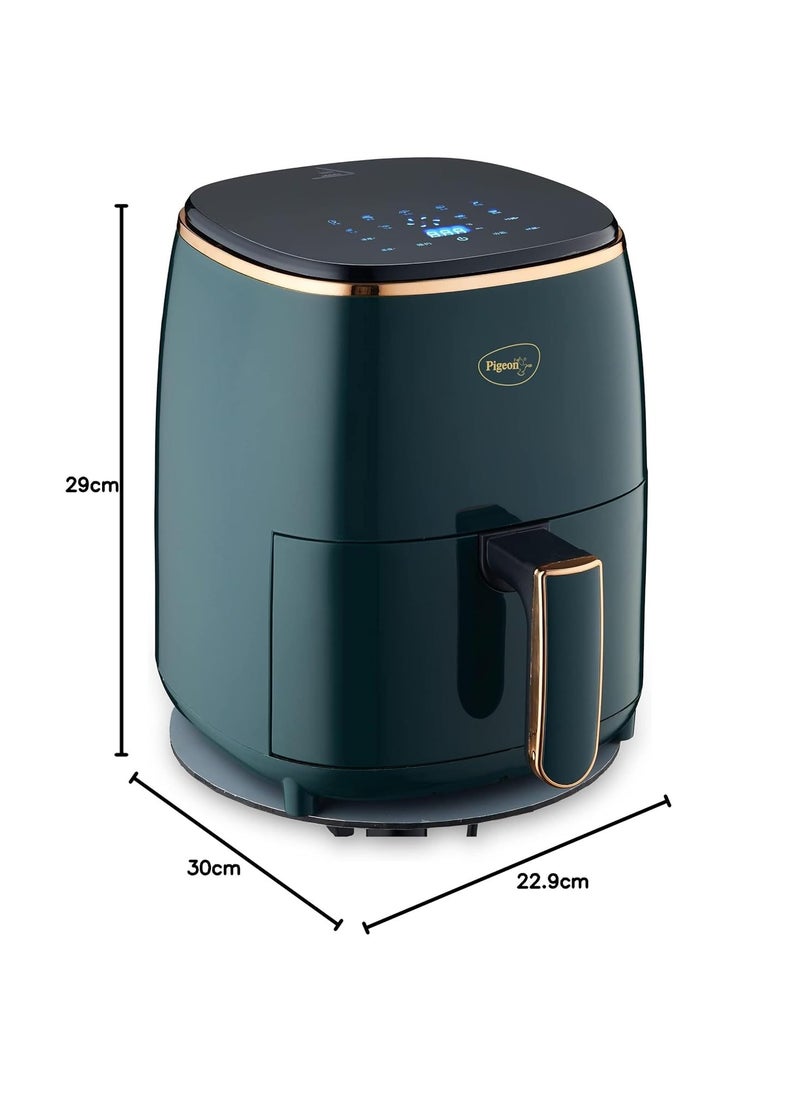 Healthifry Digital Air Fryer, 360° High Speed Air Circulation Technology 1200 W with Non-Stick 4.2 L Basket - Green