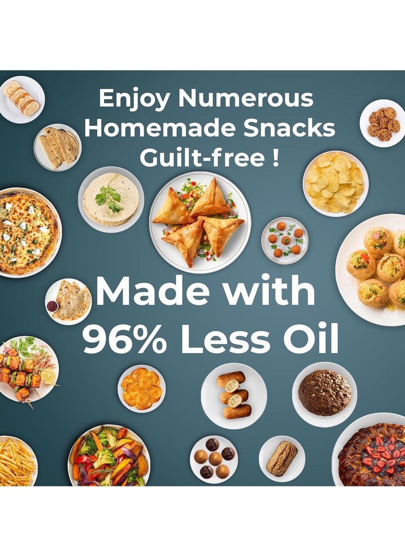 Healthifry Digital Air Fryer, 360° High Speed Air Circulation Technology 1200 W with Non-Stick 4.2 L Basket - Green