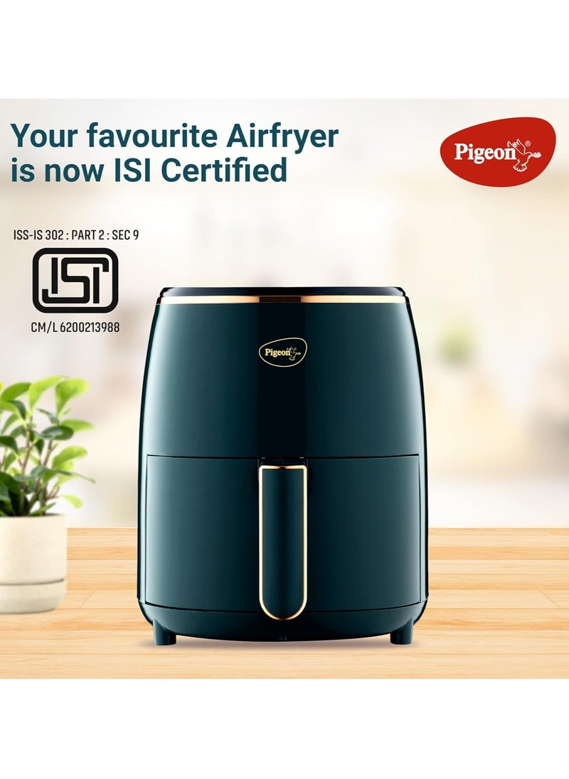 Healthifry Digital Air Fryer, 360° High Speed Air Circulation Technology 1200 W with Non-Stick 4.2 L Basket - Green